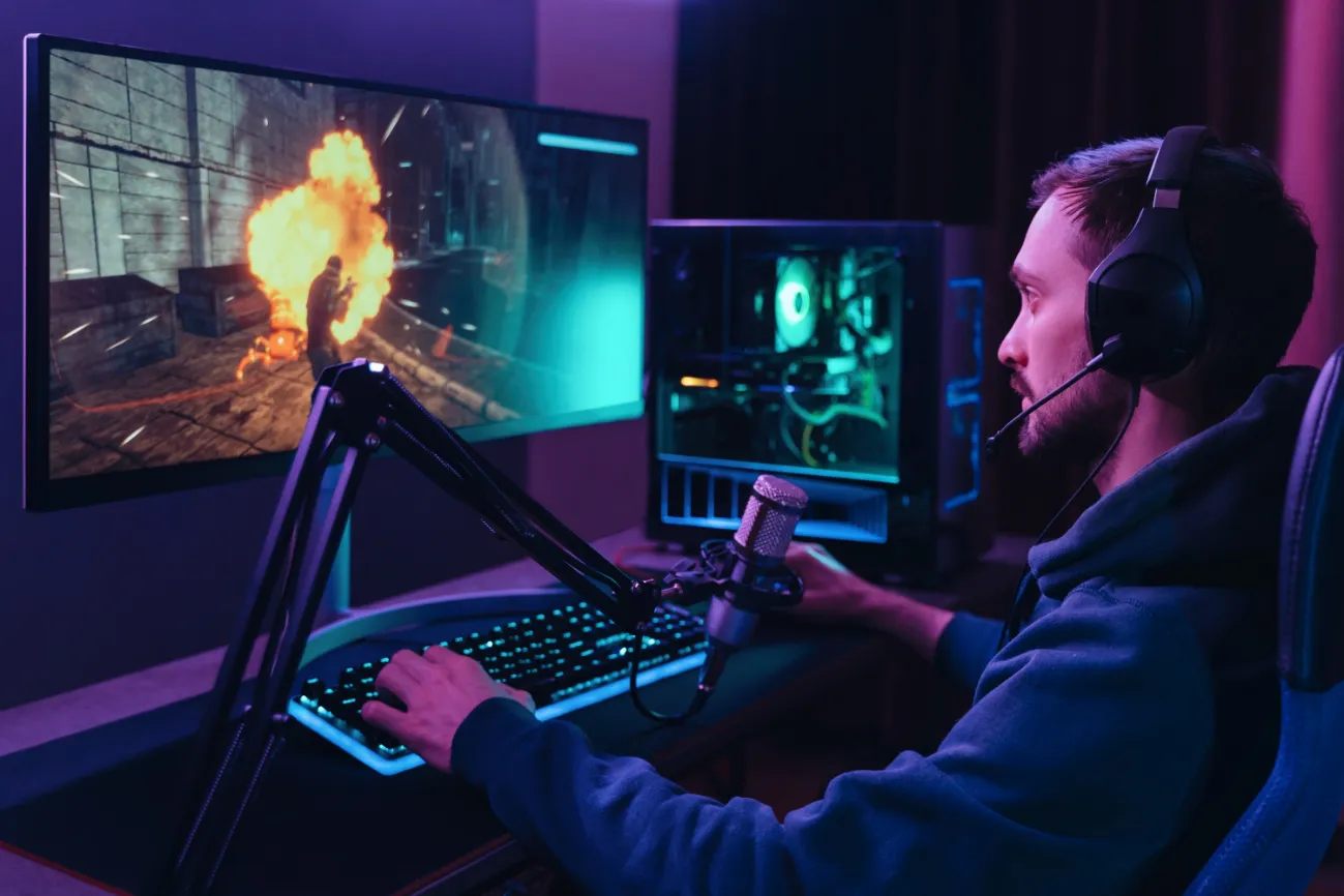 Man gaming on his computer