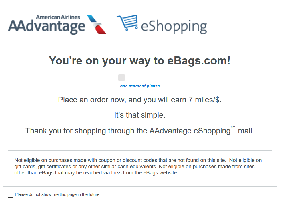 American AAdvantage eShopping eBags