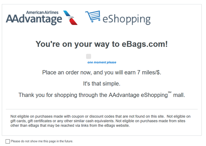 American Airlines aadvantage portal American AAdvantage eShopping eBags