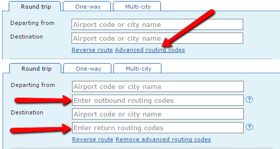 Advanced Routing Codes Form Show