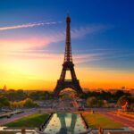 Sunset under the Eiffel Tower Paris France