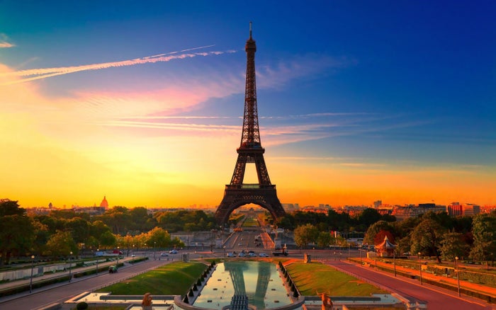 Sunset under the Eiffel Tower Paris France