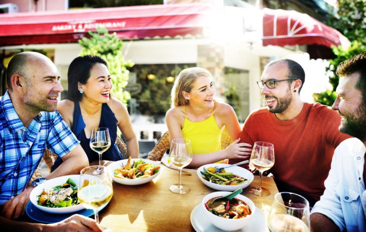 Friends Dining Laughter
