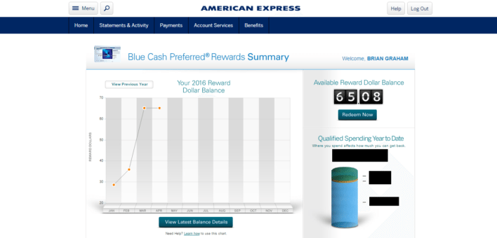 Amex Cash Back Summary