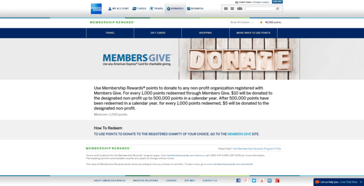 Amex MR Donate to Charity