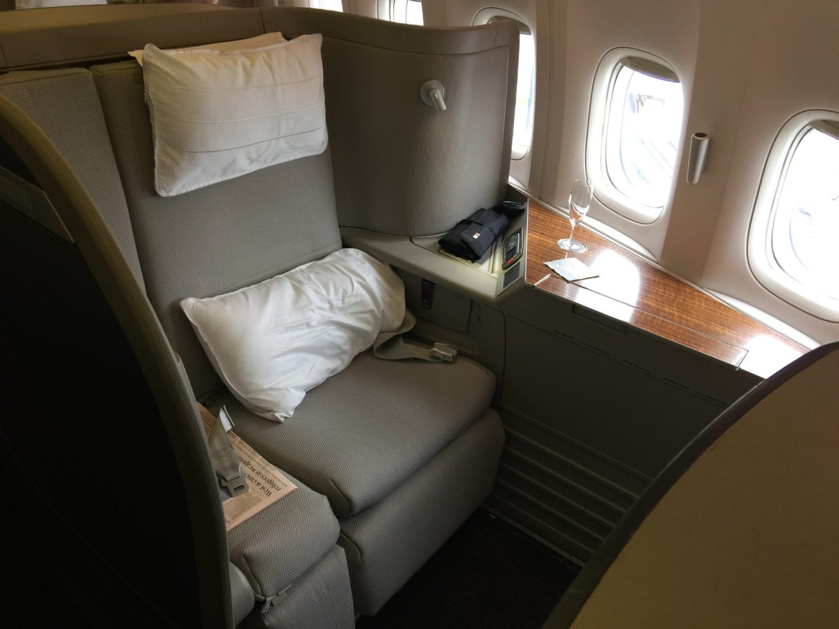 Cathay Pacific 777 first class cabin view