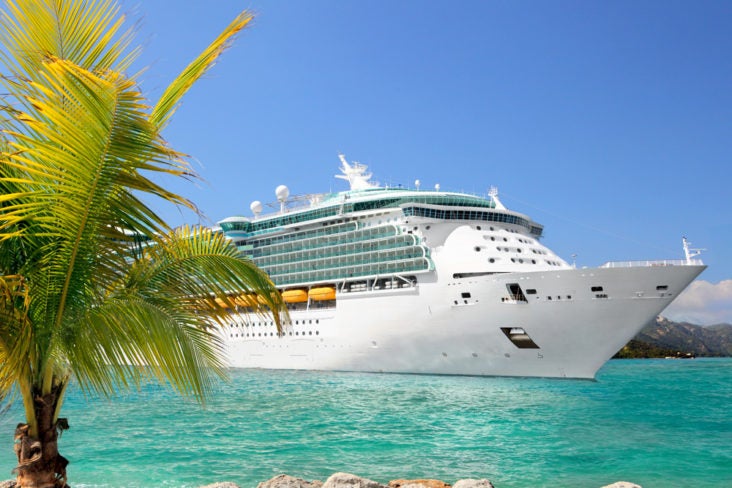 Cruise ship in tropical area