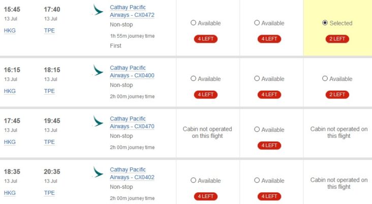British Airways Avios Cathay Pacific Hong Kong to Taipei