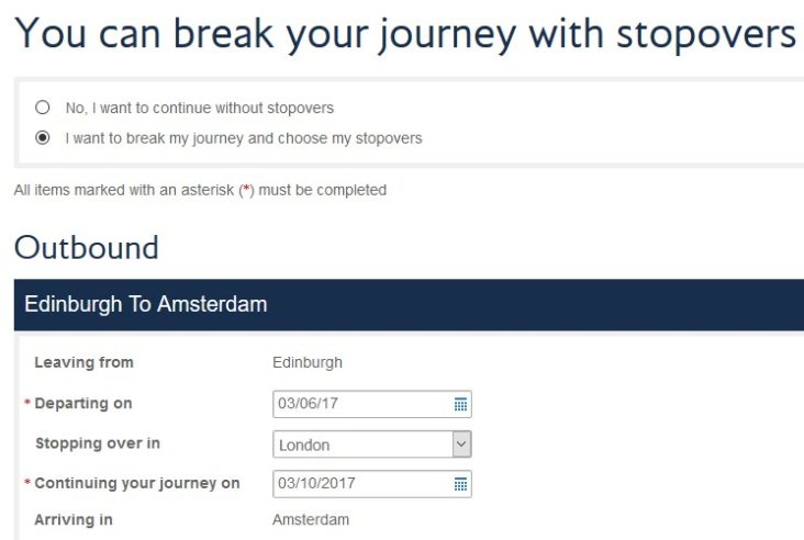 British Airways Avios Free Stopover