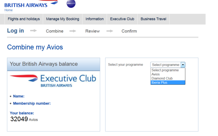 British Airways Combine My Points