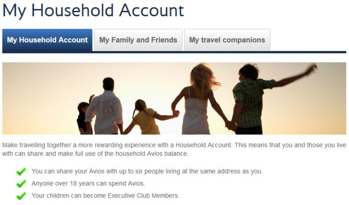 British Airways Executive Club Household Account