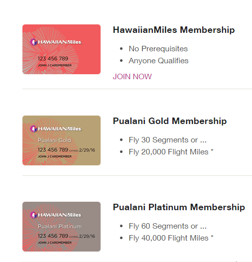 Hawaiian Airlines HawaiianMiles membership