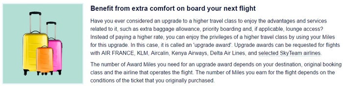 Flying Blue Upgrade Awards