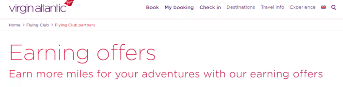 Virgin Atlantic Flying Club Earning Offers