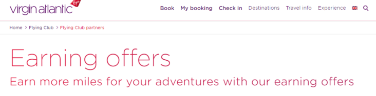 Virgin Atlantic Flying Club Earning Offers