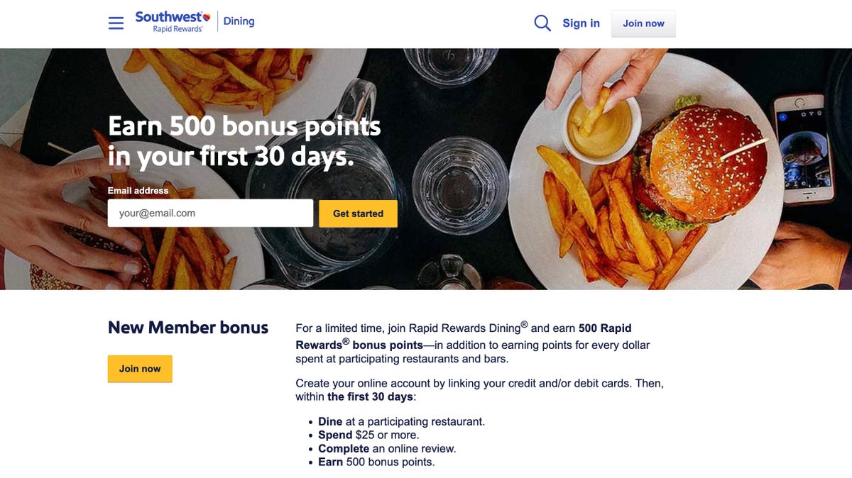 Southwest Rapid Rewards Dining Program southwest rapid rewards dining sign up
