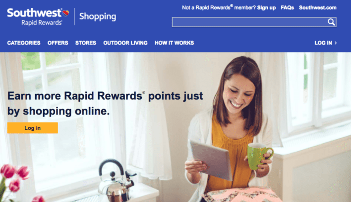 Southwest Rapid Rewards Shopping Portal Homepage