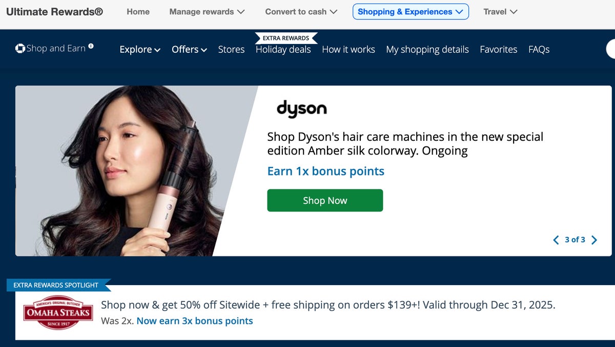 Shop Through Chase homepage Chase Shop and Earn portal
