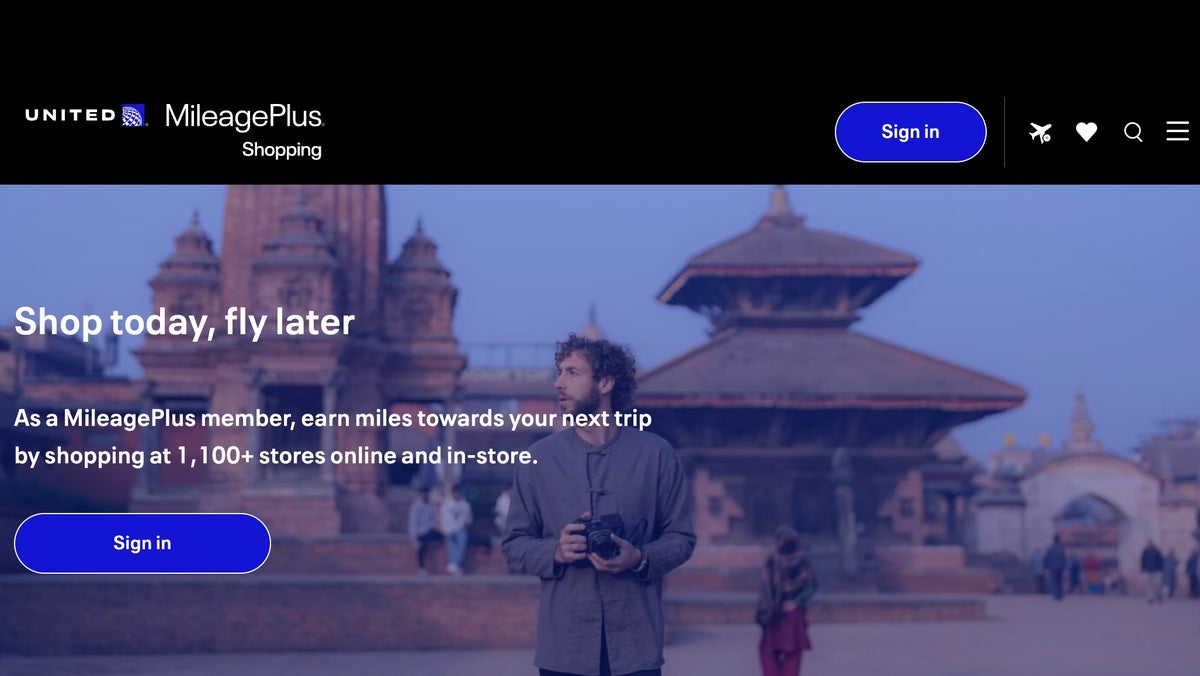 MileagePlus Shopping home page United mileageplus shopping portal