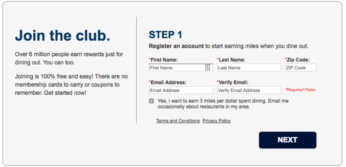 Delta Skymiles Dining Registration