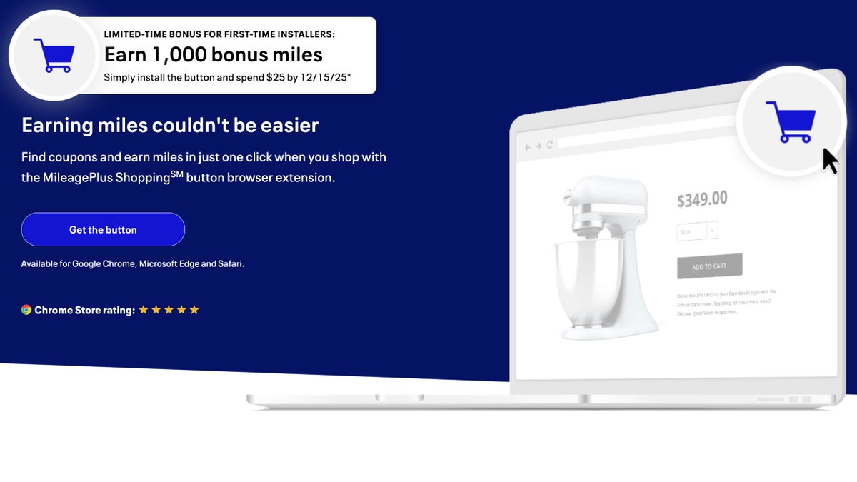 MileagePlus Shopping button united mileageplus shopping button