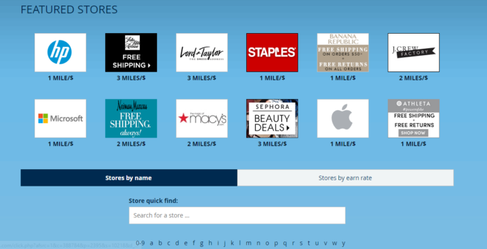 Delta SkyMiles Shopping Featured Stores