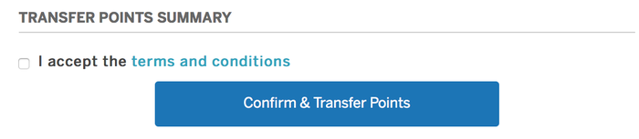 American Express Membership Rewards Transfer Confirm