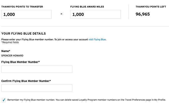 Citi Thank You Points Transfer To Airline
