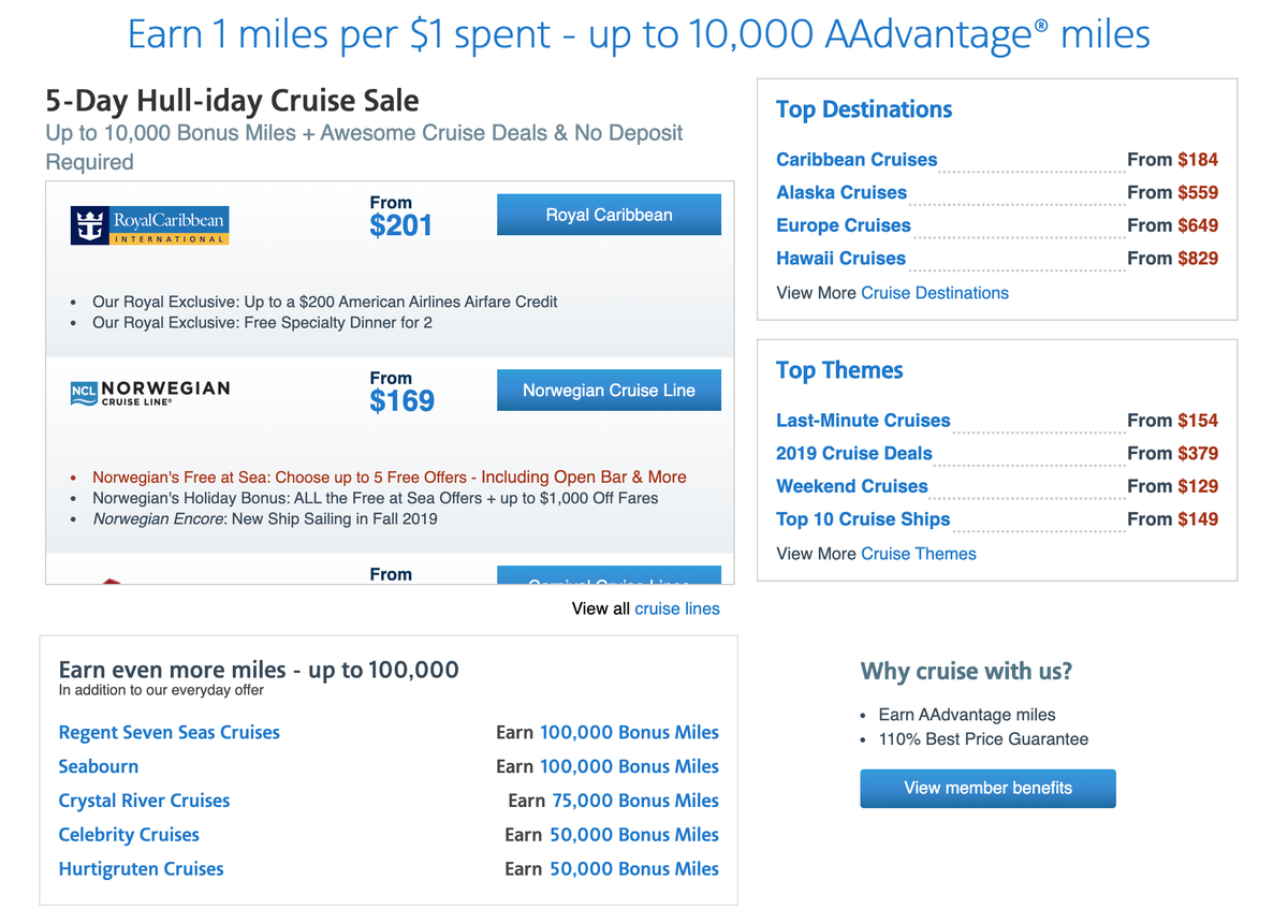 Earning With American Airlines Cruises