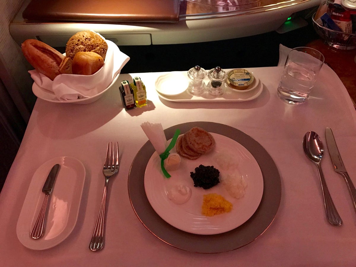 Emirates First Class A380 - Caviar