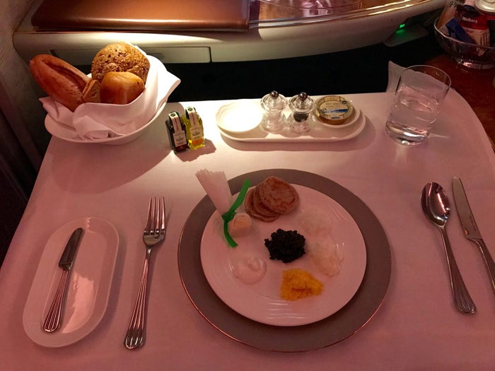 Emirates First Class A380 - Caviar