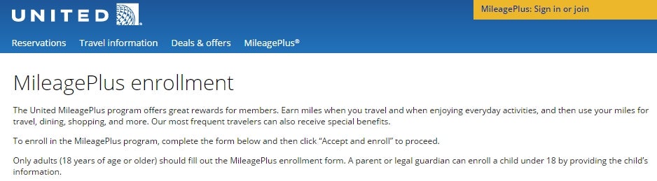 MileagePlus Enrollment