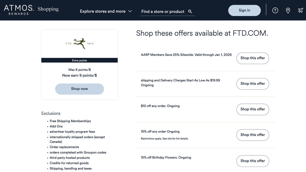 Alaska Airlines Atmos Rewards shopping portal example offer