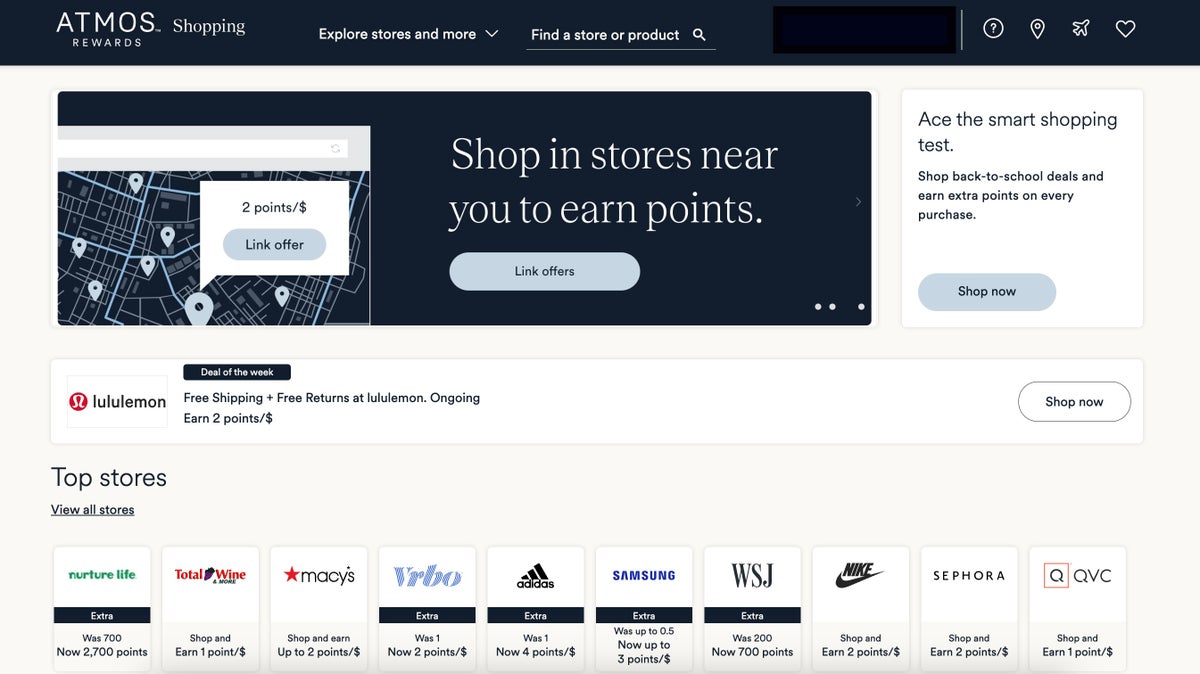 Alaska Airlines Atmos Rewards shopping