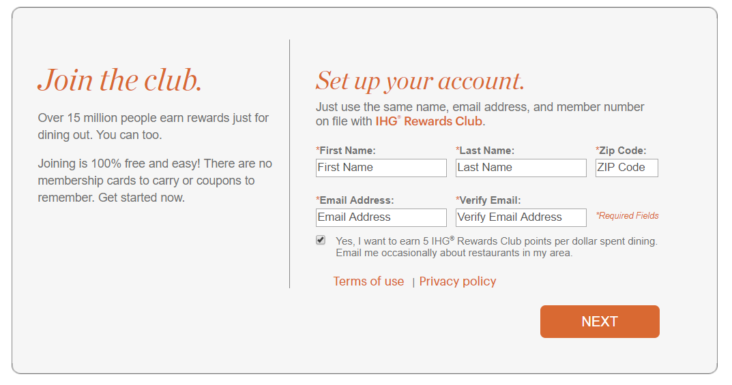 IHG Rewards Club Dining Program