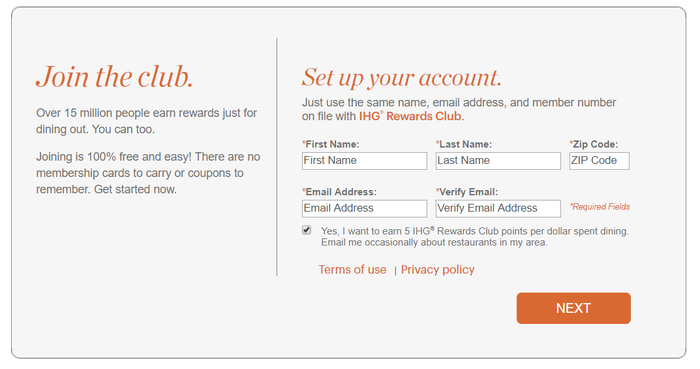 IHG Rewards Club Dining Program