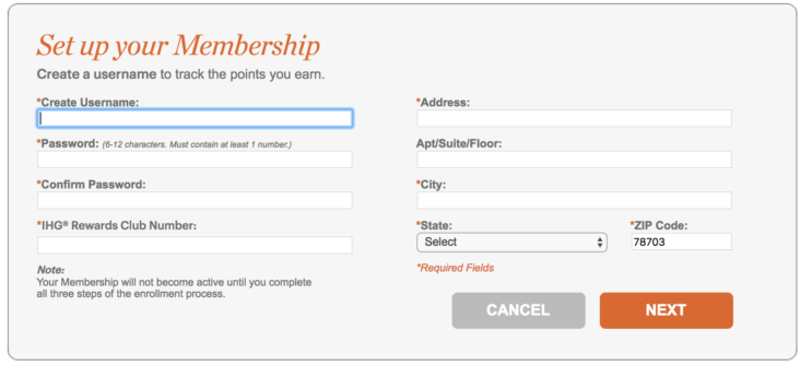 IHG Rewards Club Dining Program Sign Up
