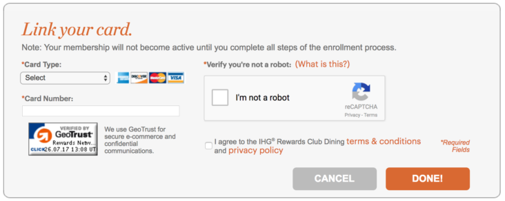 IHG Rewards Club Dining Program Credit Card