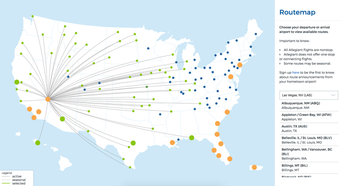 Allegiant Air Route Map