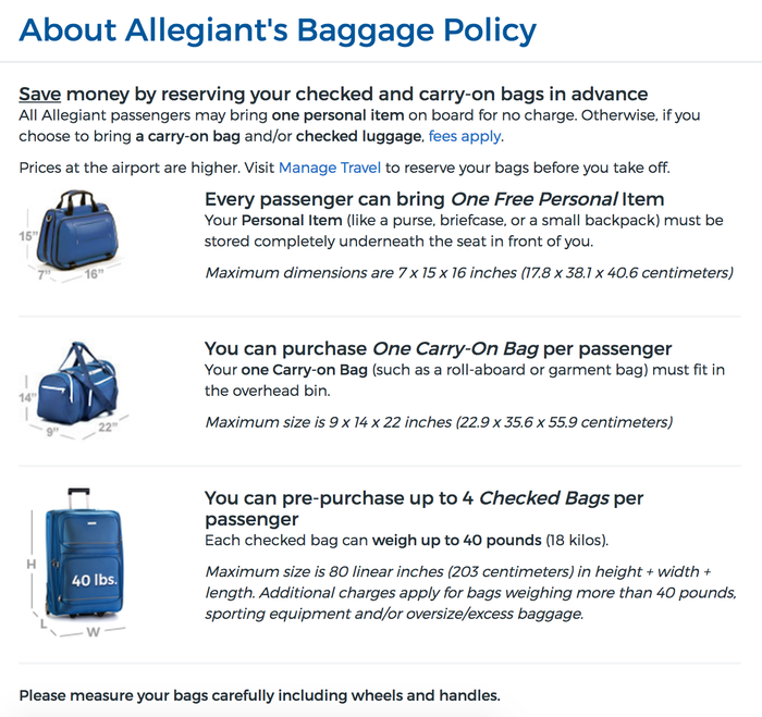 Allegiant's Baggage Policy