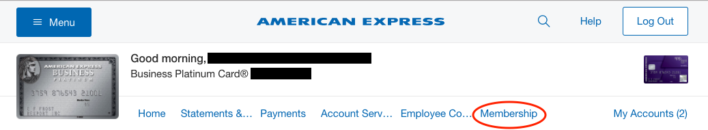 Amex Menu Bar