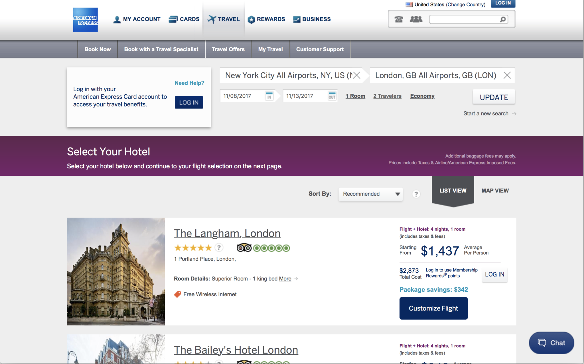 american express travel london hotels