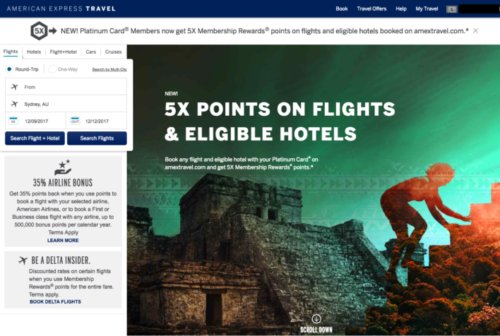 AmexTravel Homepage