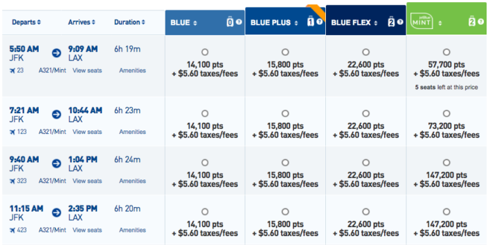 jetblue upgrade to mint