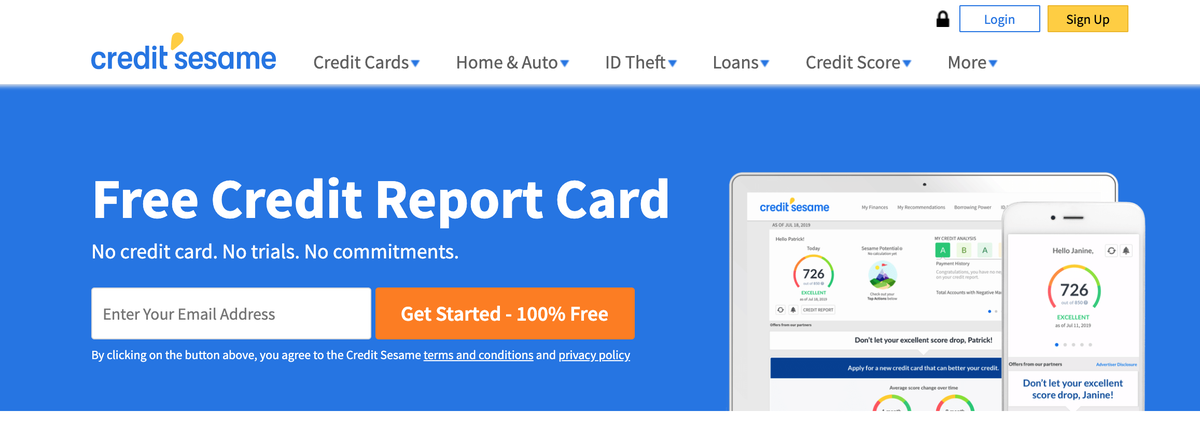Credit Sesame Credit Report Card