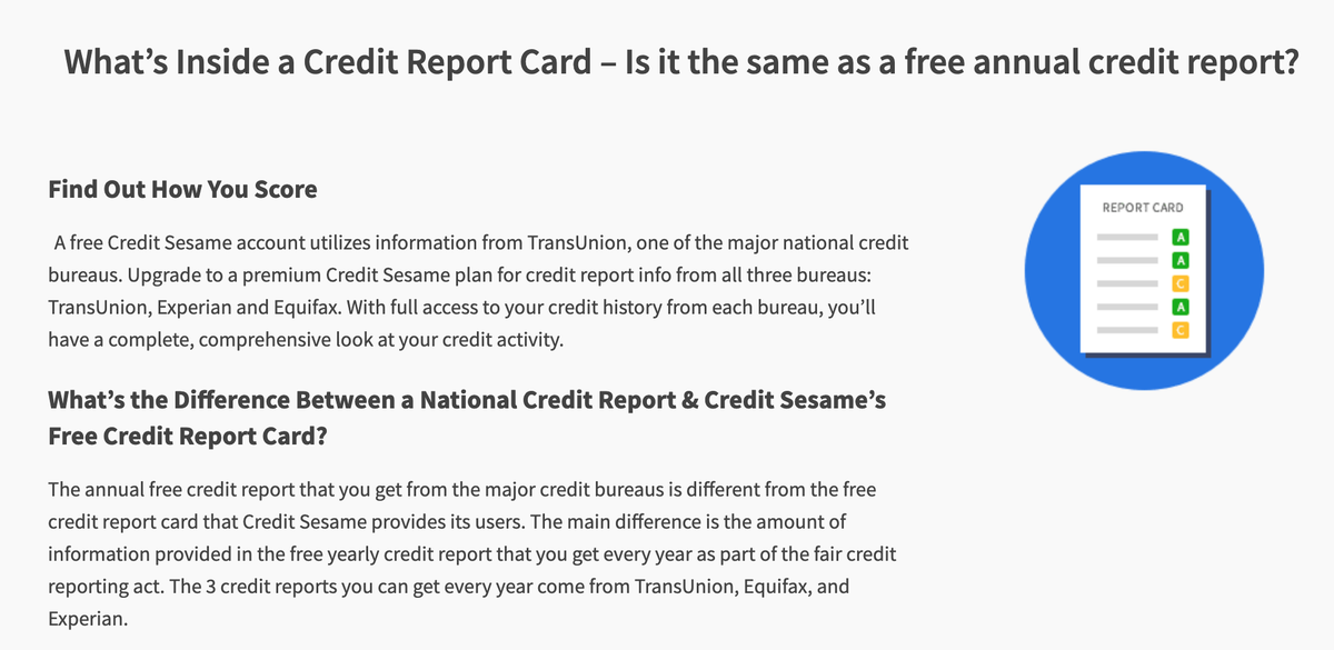 Credit Report Card Credit Sesame 