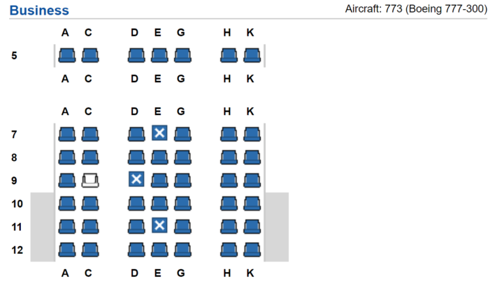 JAL 777-300ER Business Class Seat Map