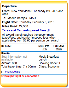 JFK to Madrid on Iberia