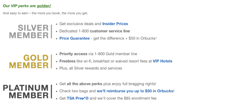 Orbitz rewards tiers
