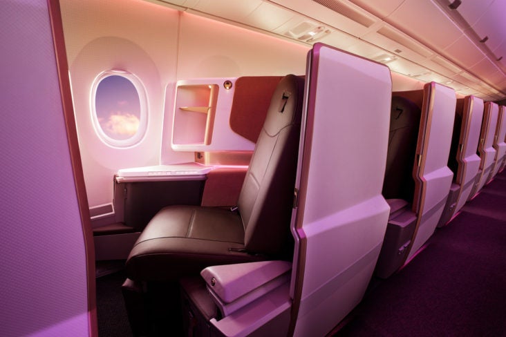 Virgin Atlantic Airbus A340-600 Upper Class Bed Virgin Atlantic Upper Class Empy Seat Upright